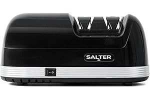 Salter Electric Knife Sharpener - Two Stage Sharpening System, Diamond Coated Kitchen Knife & Blade Sharpener, Easy Clean, Removable Magnet Catches Shavings, Non-Slip Feet, Alternative Whetstone Tool