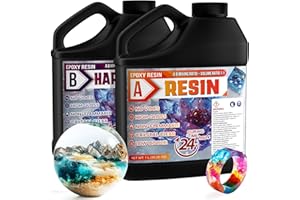 H OMEART Epoxy Resin - 2L Crystal Clear Resin Kit for Jewellery Making, DIY Art &Craft, Coasters, Casting, Ornament, Mold, Low Odour, Non-Toxic, Self-Leveling Epoxy for Beginners