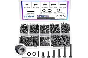 mxuteuk 620PCS M3 Schrauben kit, M3 Schrauben für den 3D-Drucker, 12.9-Legierungstahl 6/8/10/12/16/20mm Innenschrauben-Schraubens-Mutter-Kit