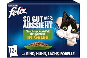 FELIX So gut wie es aussieht Katzenfutter nass in Gelee, Sorten-Mix, 6er Pack (6 x 12 Beutel à 85g)
