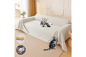 LOIION Protector de muebles contra arañazos de gatos, antideslizante, impermeable, para mantener a los gatos alejados, protectores de sofá aptos para mascotas para sofá de 3 cojines, funda beige