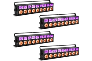 FODEXAZY Faretto LED Wallwasher Luce, RGBW UV 60W LED Bar Strip DMX Effetti Luce Lightbar per Natale Halloween DJ Discoteca Matrimoni Luci da Palcoscenico (4pcs UV+RGBW)