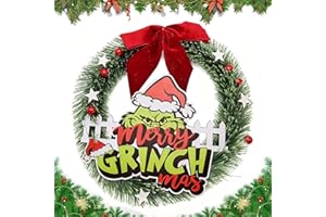 FIVEMILEBRO Corona de Navidad, 30cm Corona de Puerta de Navidad con Lazo Rojo Grande, Guirnalda Colgante y Adorno Navideño para Decorar la Puerta, Pared, Ventana, Árbol de Navidad o Chimenea (B)