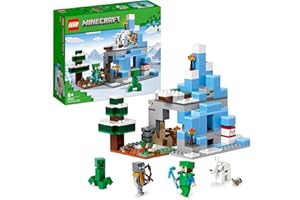 LEGO 21243 Minecraft Les Pics Gelés, Jouet Garçons et Filles 8 Ans, Cavernes des Montagnes, avec Figurines Steve, Creeper et Chèvre, et TNT, Biome Glacé