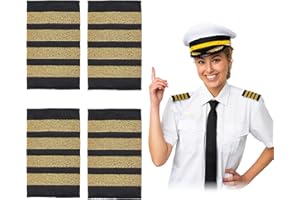 NICENEEDED 4 Pcs Airlines Pilot Uniform Epaulets, Professional Aviators Shoulder Boards, Traditional Captain Shoulder Boards Insignia Uniform Bars Cosplay Epaulette Sliders for Men and Women