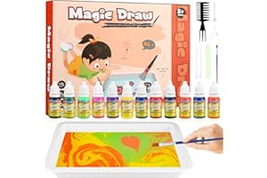 Royouzi Zestaw do majsterkowania dla dzieci, dla chłopców i dziewczynek, 6, 7, 8, 9, 10 lat, 12 kolorów, zestaw do malowania wodą, farba do marmurkowania, zabawka na prezent (A5)