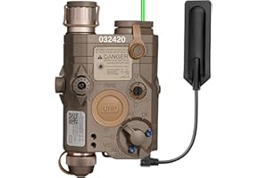 NURCIX Airsoft PEQ-15 Pro IR Laser + UHP Visible Green Laser + White LED Flashlight (Tan)
