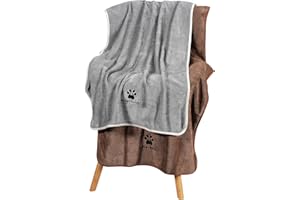 BAILEY & BUDDIES Bailey&buddies® Set de 2 Serviettes en Microfibre pour Chiens - Séchage Rapide et Super Absorbant avec Poches à Main - Idéal pour Baignade, Bain ou Pluie (100x50 cm)