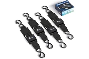 WAVESRX Jet Ski & PWC Boat Trailer Transom Straps (4PK) - 24" Tie Down Adjustable Boat Strap for Trailer - Outperforms Ratchet & Retractable Tie-Down Strap - Transom Tiedowns for Secure Transportation