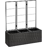 Amazon Basics Kompakter Weiden-Übertopf mit Rankgitter, Braun, 69,8 x 24,5 x 84 cm