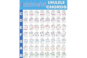 QMG Poster d'accords de ukulélé, un guide de référence éducatif pour les joueurs et les enseignants de ukulélé, imprimé sur du papier polypropylène imperméable, indéchirable, taille : 61 x 76,2 cm