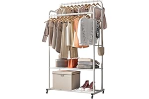 Solerconm portant à vêtements，portant penderie à porte manteau porte vêtements portant penderie avec roulettes pour chambre étagère de rangement porte manteaux