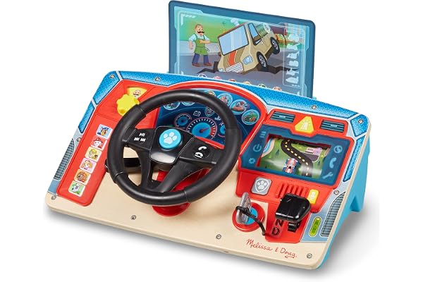 Melissa & Doug - Paw Patrol - Tableau De Bord Pat Patrouille - Tableau Interactif Pour Pilote Avec Cartes Missions - Jeu Imitation - Jouet En Bois - Jouet Pat Patrouille - Cadeau Enfant 3 Ans Et +