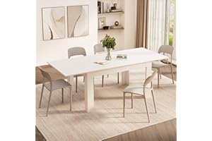 MOBILI FIVER, Mesa de Cocina Extensible Easy, 140(220) x90 cm, Color Fresno Blanco, para 6-8 Personas, Mesa Extensible de Comedor, Mesa Cocina, Made In Italy