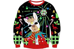 UNIFACO Unisex LED Light Christmas Jumper Up Ugly Sweaters Funny Xmas Jumpers for Men Women 3D Pullover Knitted Sweaters S-XXL