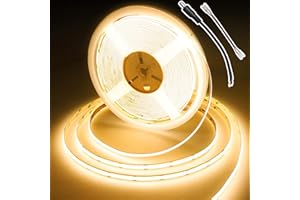 BERIXDEEP COB LED Strip 10m, 384 LEDs/m, High Brightness Uniform DC24V LED Tape, CRI 92+, Warm White Dotless LED Strip Lights for Room, Indirect Lighting (No Power Supply), 2700K