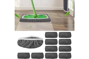 BINGGUNYO Lot de 10 Chiffons réutilisables pour Swiffer Sweeper Mop, lingettes de Sol humides, Tampons réutilisables - Recharges lavables pour Une Utilisation Humide et sèche (Gris)