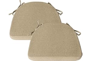 baibu Set of 2 Chair Cushion with Ties for Dining Chairs [43x42x5 cm] Non Slip Kitchen Dining Chair Pad and Seat Cushion with Machine Washable Cover - Natural Linen