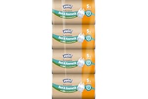 ‎SWIRL Swirl Reißfest & Dicht Bad & Kosmetik Tragegriff Müllbeutel 5 l (4 x 40 Beutel), tropfsichere Kosmetik-Müllsäcke, reißfeste Mülltüten mit praktischem Tragegriff