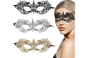 KARJIAJA 3pcs Masquerade Masks Lace Prom Mask Carnival Venetian Mask Venetian Half Face Mask Sexy Lace Eye Mask Masquerade Ball Masks for Costume Party Cosplay Women Girl Ladies Couples Halloween Mardi Gras