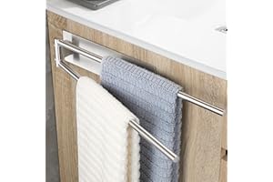 OETAMS Porta Asciugamani Bagno Adesivo Argento Girevole a 180°, Portasciugamani da Parete in Acciaio Inox 304 Porta Asciugamani Senza Foratura