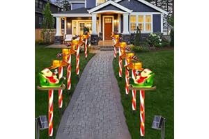 CORST 10pcs Christmas Pathway Lights Outdoor Stake Lights Solar Powered,Santa Claus on Reindeer Sleigh Xmas Garden Stake Lights Walkway Landscape Lights with 8 Modes, for Yard Xmas