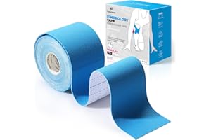 YANGTSUNG Kinesiology Tape, 5 m x 5 cm Waterproof & Hyopallergenic Kinetic Sports Tape for Shoulder, Knee, Ankle Shin Splints Support, Physio & Sports Injury Muscle Tape, Light Blue