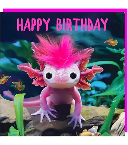 1 X Greeting Card - I Love You A-lotl Axolotl Pun Joke Dragon Fish Animals Happy Birthday Sorry Love Mum Dad Girls Boys Friend #79756 - UK