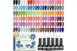 VANREESA Esmaltes Semipermanentes para Uñas, 45 Colores Pintauñas Semipermanentes con Base Top Coat Brillante Mate Purpurina, Set Manicura para Principiantes, Regalos para Mujeres