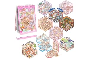 lomdung 10 Sets Pegatinas para Casa 3D DIY, Lindo Fun Cartoon 3D Sticker Scene, House Stickers, Pegatinas para Escenas, Fun DIY Stacking Scene Stickers, con 1 Pinzas