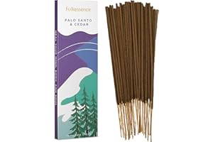 Folkulture Palo Santo and Cedar Incense Sticks - Pack of 75 Insenses for Healing - Natural and Non -Toxic Inscents-Sticks - Farmhouse Gift Set for Meditation - Slow Burning (Palo Santo and Cedar)