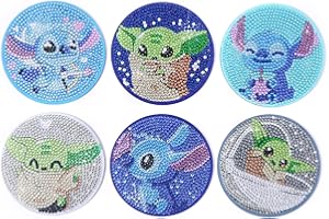 YOUYIDUN Diamentowe podkładki do malowania, 5D DIY diamentowe podstawki artystyczne dla dzieci dorosłych, zestaw 6 podstawek pod napoje, diamentowe kubki na stolik kawowy, podkładki antypoślizgowe do picia -
