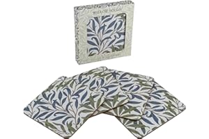 THE LEONARDO COLLECTION Lesser & Pavey Pack of 4 Drink Coasters | British Designed Eco Cork Drinks Coasters For Modern Homes | Coasters For Drinks For All Types of Cups & Mugs - William Morris