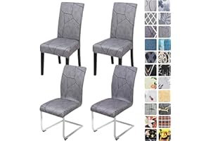Alishomtll Juego de 4 o 6 fundas elásticas para silla, elásticas, extraíbles, lavables, para comedor, cocina, restaurante, hotel, banquete (mármol gris, 4 unidades)