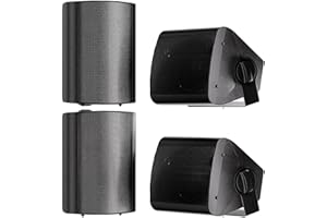 STUDIOFINIX 5,25 Zoll 600 Watt Außenlautsprecher Outdoor-Lautsprecher für Outdoor Indoor Wandhalterung Patio Deck Camper Garten, Terrasse, Restaurant Home, 2 Paar (Schwarz)