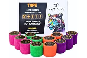Theyet Tape Crossfit Doigts | Ruban Adhésif Élastique Sportif | Strap Hook Grip Haltérophilie & Entraînement | Bande Cohésive Protection Pouce et Articulations | Pack 4/12 Rouleaux 5 cm