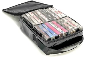FYDELITY 20 Piece Blank Cassettes Tape Cassette Storage Case Carrier Holder Storage for Cassette Tapes Storege Bag for Cassettes Tape Bag : Metallic Black