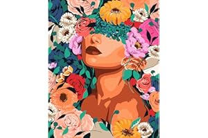 HEIBAGO Fleurs Filles Peinture par numéros pour Adultes ou Enfants, Kit de Peinture à l'huile sur Toile par numéro pour Débutants, Peinture à l'huile DIY Fleurs pour la décoration(Sans Cadre), 40x50cm