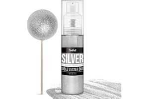 YUMCRAFT Purpurina Comestible Spray, Plata, 20g Purpurina Comestibles para Decoración de GâTeaux, Cocktails, Bebidas, Colorante Alimentario - Colorante Alimentario en Polvo para Galletas, Bonbones, GlaçAge