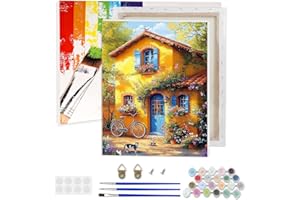 AIRDEA Casa Bella Dipingere con i Numeri Adulti, Alberi Fiori Paint by Numbers con Vernici e Pennelli, Kit di Pittura Acrilica Fai-da-Te per Adulti Principianti Decora la casa 30x40 cm (Incorniciato)
