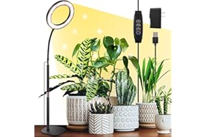 COKOLILA Lampada LED per Piante, Luce per Piante da Interno, Spettro Completo, Timer auto 3/9/12H, Altezza Regolabile 30-63 cm, 3 Modalità, Base Stabile in Metallo, Ideale per Piante da Interno