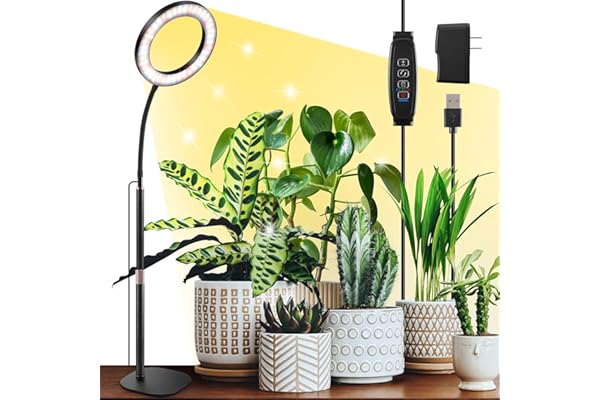 Lampe de Croissance pour Plante à Spectre Complet, Flexible à 360° avec Bras Ajustable, Hauteur Réglable de 30 à 63 cm, Minuterie Automatique 3/9/12H, Parfaite pour la Culture des Plantes d'Intérieur