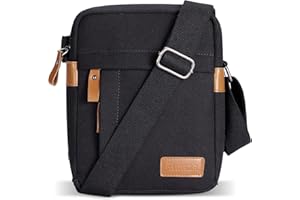 ESTARER Torba na ramię męska, mała, 20 cm, męska torba na ramię, do szkoły, na podróż, czarny, 9.7 Zoll, Użytkowy