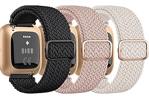Yisica 3 Pack Elastic Solo Loop Straps for Fitbit Versa 2 Strap for Women Men, Soft Adjustable Stretchy Nylon Sport Straps for Fitbit Versa 2/1/ Lite/SE