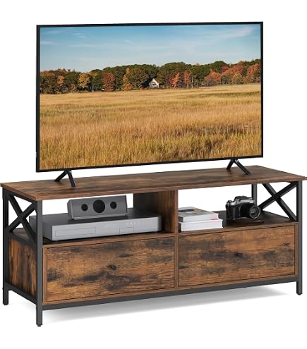 Racking Solutions TV Stand – Light Oak Finish, Matt Black Metal Frame, 450mm Height, With Cupboard And Drawers