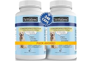 VITTALOGY Condroprotector para Perros. Antiinflamatorio Natural con Colágeno, Condroitina, Hialurónico y Cúrcuma. Complemento Alimenticio para Caderas, Articulaciones y Cartílagos. 240 Cápsulas