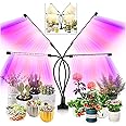 Hi8us Grow Light with Stand, Grow Lights for Indoor Plants with Red Blue Spectrum, LED Grow Light, 3 Modes & 10-Level Dimmable, 3/9/12H Timer, Adjustable Gooseneck, Suitable for Various Plants Growth