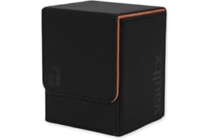 Vault X Sammelkarten-Deckbox, 80+ Karten, Premium-Exo-Tec-Material, Toplader-Kartenaufbewahrungsbox mit abnehmbarem Magnetdeckel, für MTG Commander, TCG (Schwarz/Elektrisches Orange)