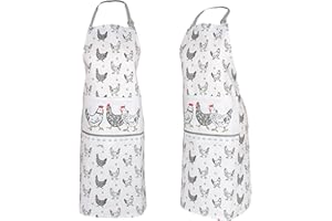 SPOTTED DOG GIFT COMPANY Delantal da Cocina Mujer y Hombre con Gallina, Mandil de Cocina, 100% Algodón, Ajustables y Bolsillo, Accesorios de Cocina y Regalos Originales para Amantes de los Animales