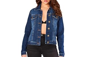 JMOJO Denim Jackets Women - 100% Cotton Trucker Casual Ladies Denim Jackets in Regular Fit & Plus Sizes with Waist Adjuster - Jackets for Women UK - Perfect for Beach Party Picnic Outing